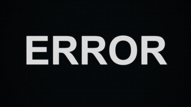 Error text sign flashing on a black background for digital system failure and computer alert notice