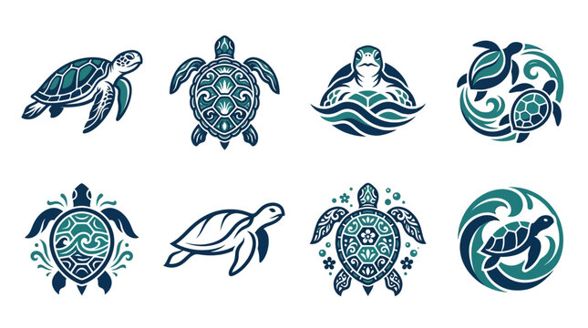 Sea Turtle Shell Ocean Waves Design.