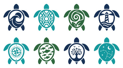 Turtles with various symbolic designs. © pratama yudi