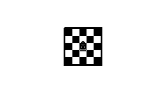 Chess piece icon centered within a black and white checkered grid represents strategic thinking and competitive decision making in a professional business or gaming environment context.