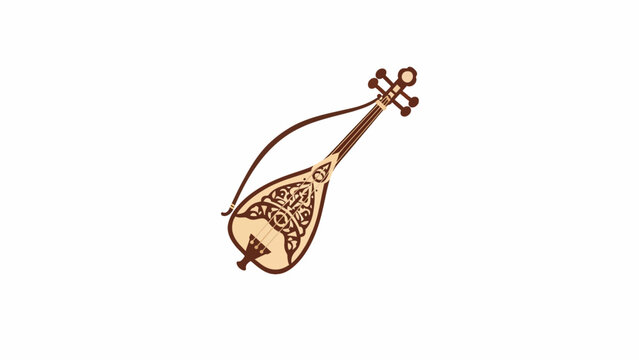 Traditional stringed musical instrument illustration.
