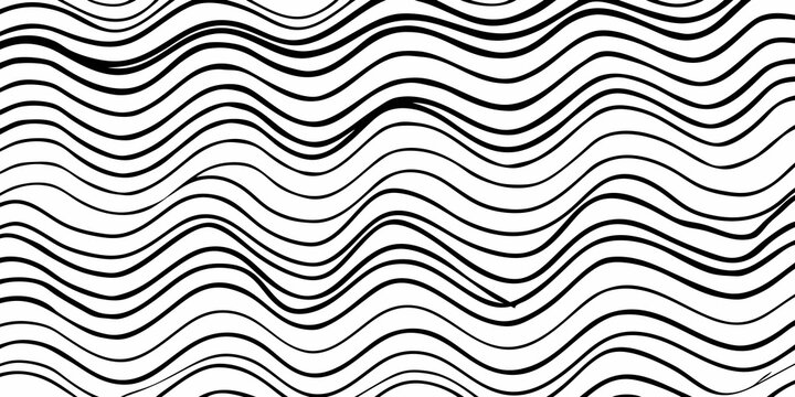 Wavy lines pattern black and white vector illustration