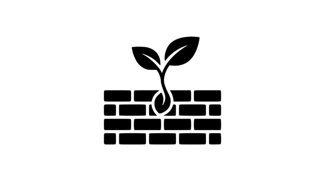 A powerful illustration symbolizing resilient growth and the enduring strength of nature as a small plant bravely emerges from the solid foundations of a brick wall