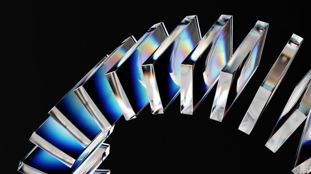Abstract glass 3d block shapes mooving on a black background. Seamless looping video. 4k abstract motion graphics dynamic futuristic design