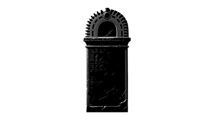 Gothic Monument: An imposing black stone gothic monument stands solemn against a stark background, its intricate details suggesting a solemn memorial or historical artifact. © hasem