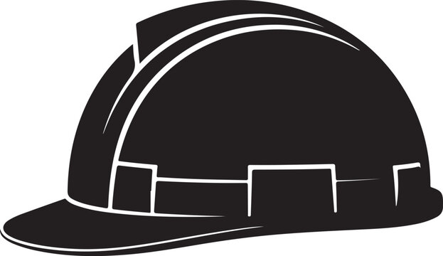 Hard hat safety helmet black and white illustration