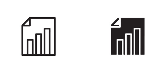 Obraz premium Two graphical representations of a document icon with a growing bar chart one in outline and the other filled signifying business growth or data analysis