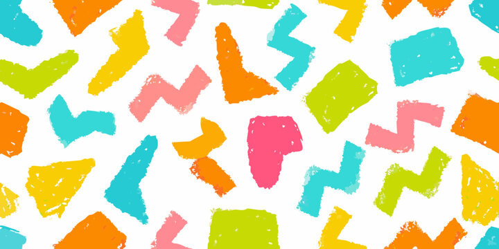 Colorful abstract crayon strokes pattern on a white background