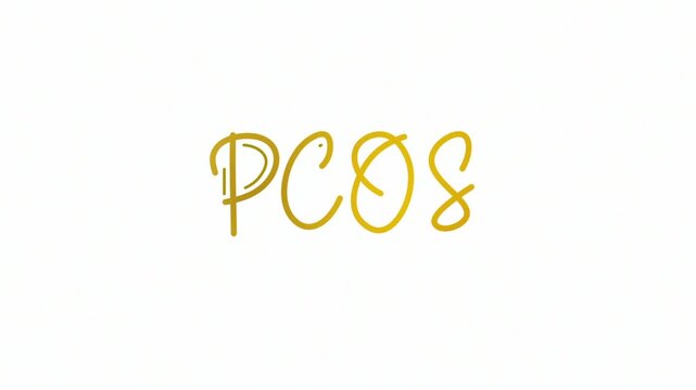 PCOS  One line continuous animated typography intro outro animation video, hand drawn calligraphy lettering monoline vintage text on background, hand drawing golden type on white background bg neon