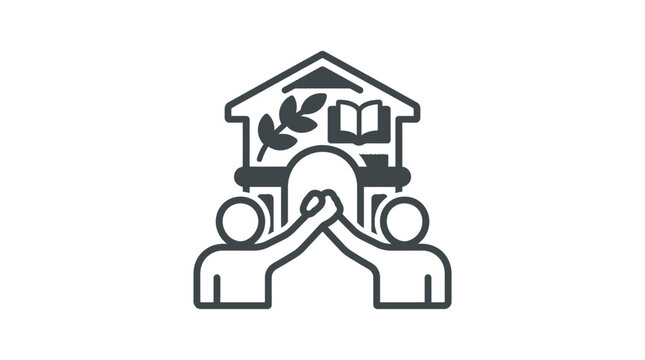 Academic achievement and student collaboration line icon.