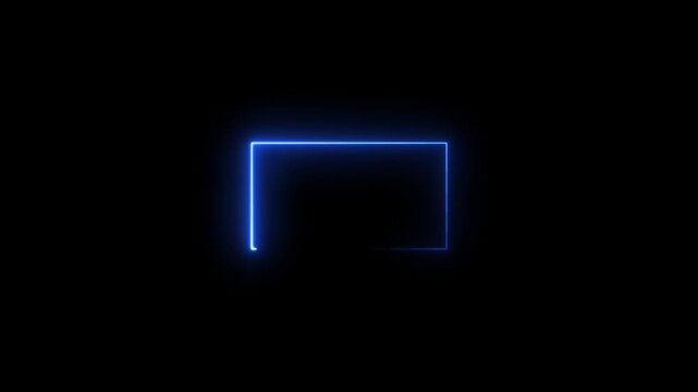 Abstract brown neon glowing line frame, animated moving led light screen box projection 3d rendering.Bright neon effect rectangle frame Loop background. Animation of glowing neon rectangles abstract.
