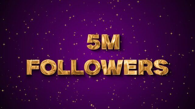 Gold 5 Million Followers Text With Sparkles social media