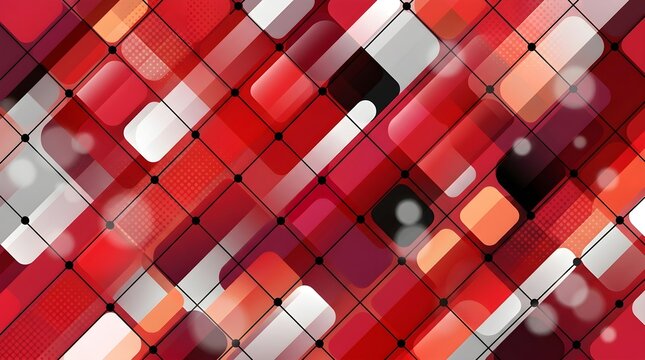 Abstract red geometric vector background with diagonal rounded squares pattern.