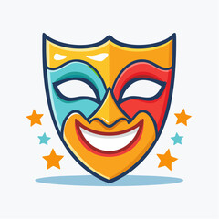 Obraz premium Colorful Comedy and Tragedy Mask with Stars