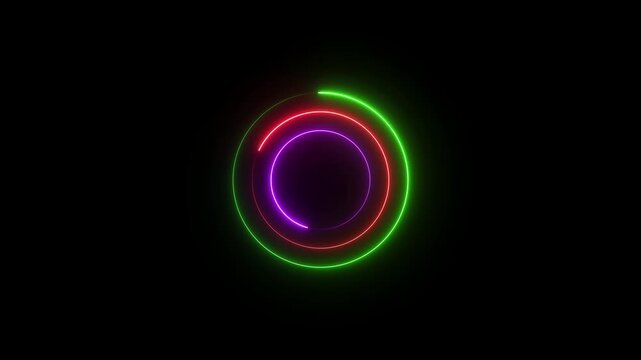 Abstract neon glowing circle frame loading. motion graphic of circle frame concept on a transparent background. 4k video