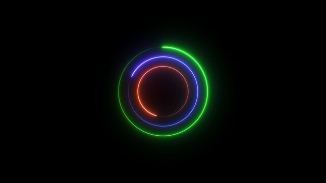 Abstract neon glowing circle frame loading. motion graphic of circle frame concept on a transparent background. 4k video