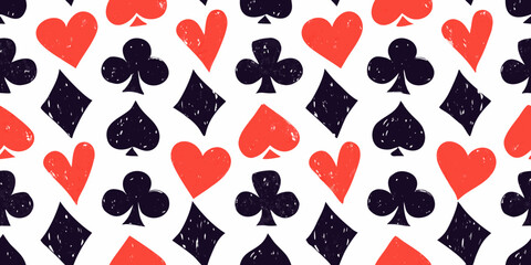 Fototapeta premium Playing Card Suits Pattern Seamless Vector Illustration