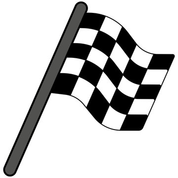 A single waving checkered flag icon, representing victory and finish line for sports racing events