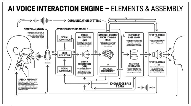 AI voice interaction engine technical flowchart diagram.