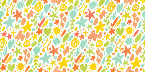 Colorful abstract floral ornament pattern on a white background © Suvro