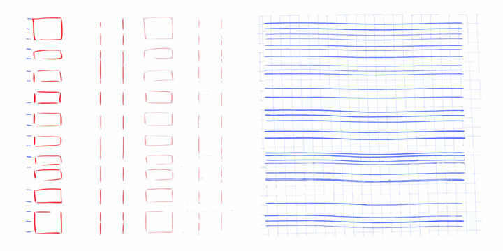 Rectangular shapes and parallel lines hand drawn notebook style pattern
