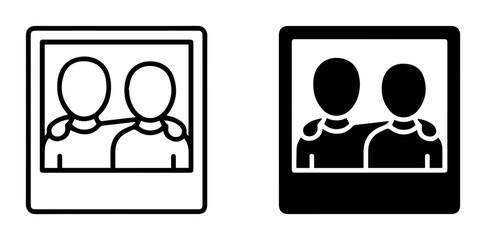 Fototapeta premium Friendship Photo Icons, Two People Hugging Silhouette, Vector Graphics