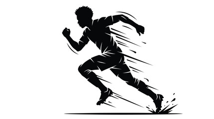 Fototapeta premium Dynamic soccer player running fast in high contrast black and white action silhouette style