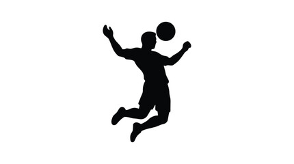 Obraz premium Soccer player jumping to head the ball in mid-air silhouette