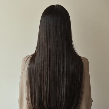Elegant Long Black Hair Minimalist Portrait
