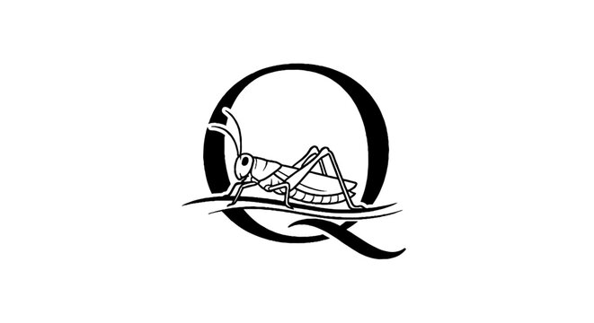 Stylized Letter Q with Grasshopper Design.