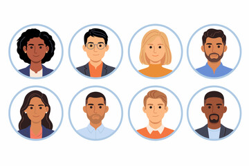 Diverse People Avatar Icons Flat Vector Illustration   Multicultural User Profile Portrait Collection ©  Halima Yeasmin