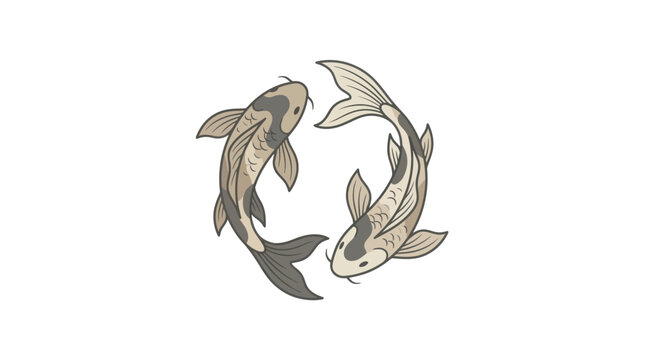 Yin Yang Koi Fish Symbol, Two Fish Swimming in Circle, Harmony and Balance