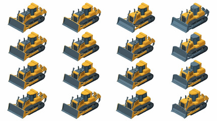 Yellow Construction Bulldozer Isolated on Transparent Background. © mbak