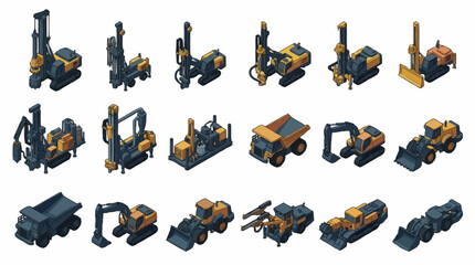 Collection of various construction vehicles and heavy machinery. © mbak