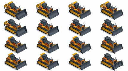 Yellow Construction Excavators in Multiple Angles. © mbak