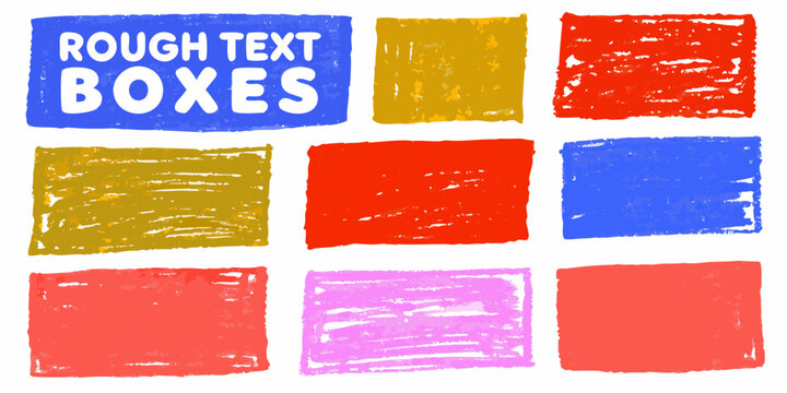 Crayon textured rectangular boxes in assorted colors arranged on a white background
