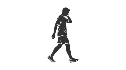 Obraz premium Soccer player walking alone looking disappointed after defeat silhouette vector illustration