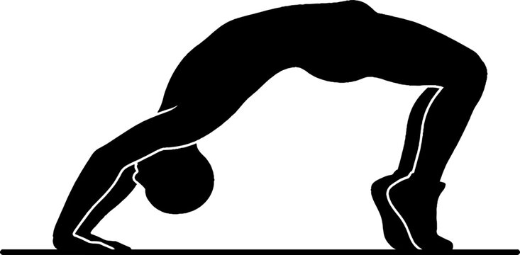 Silhouette of person doing backbend yoga pose.