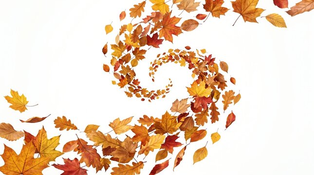 Autumn leaves swirl and fall in a vibrant display of color and motion outdoors