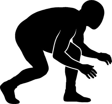 Silhouette of a person in a crouched starting position.