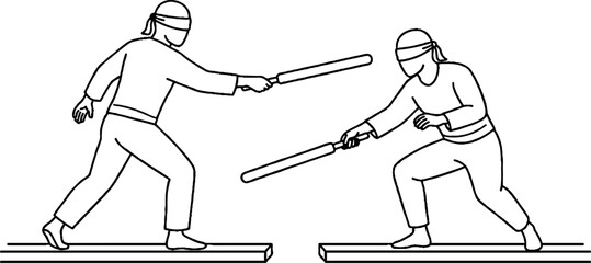 Two baseball players swinging bats in action pose. © Yuyu