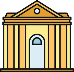 Naklejka premium Neoclassical building with columns and pediment symbolizing authority and finance