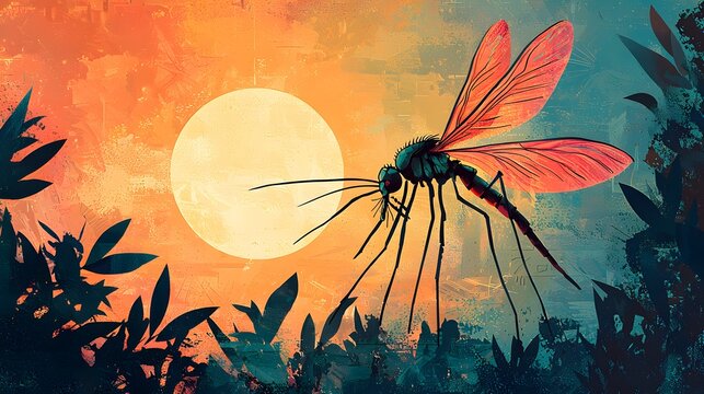 Malaria prevention poster featuring mosquito threat and public health picture