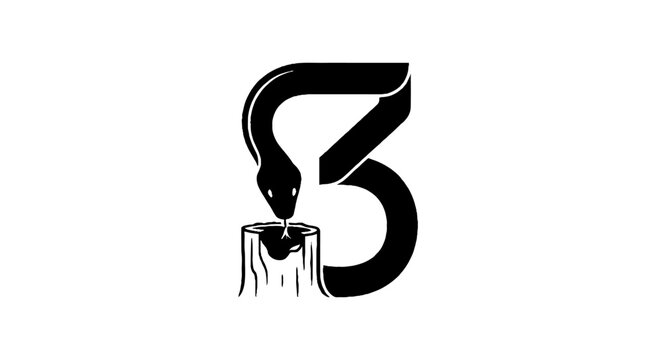 Black and white stylized number three with dripping ink effect.