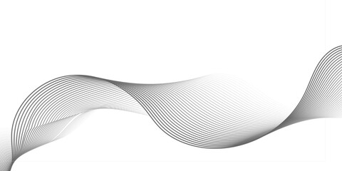 Fototapeta premium Abstract wavy lines flowing in dynamic motion on clean white background for modern technology and digital communication.
