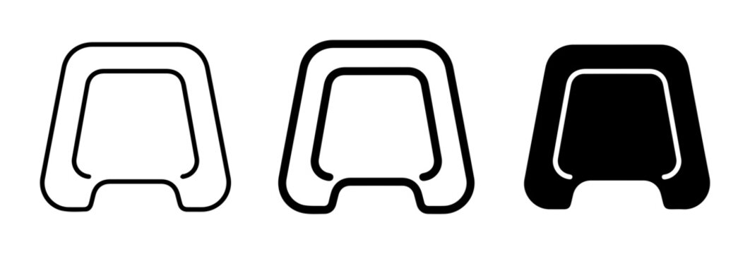 Step Stool Icons, Simple Black and White Vector Graphics for Home and Office