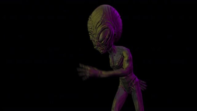 Seamless loopable animation of a terror alien with alpha channel