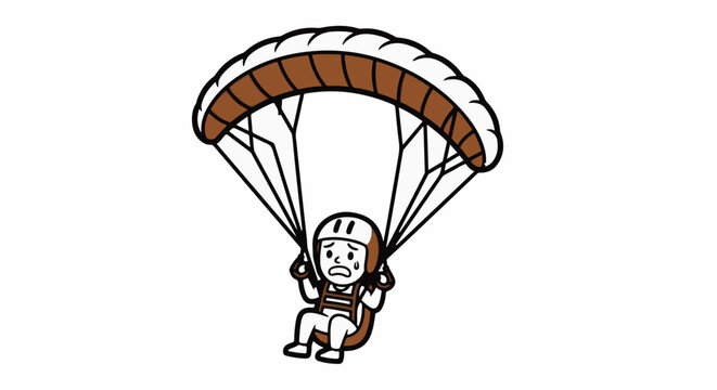 Illustration of Person Paragliding with Open Parachute Above.