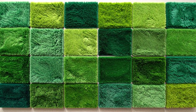 Vibrant Green Carpet Tiles Texture Background  Assortment of Shades and Patterns