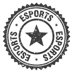 esports black grunge round stamp. esports stamp © BHM